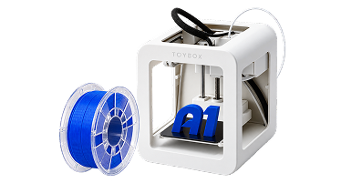 Toybox Alpha Three 3D printer with Action1 branding
